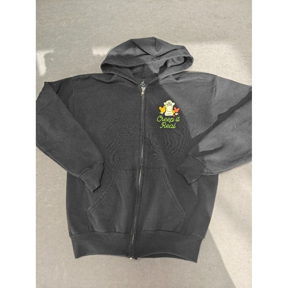 Disneyland Mickey Mouse Halloween Hoodie Youth XL Black Vampire Zip Up Disney